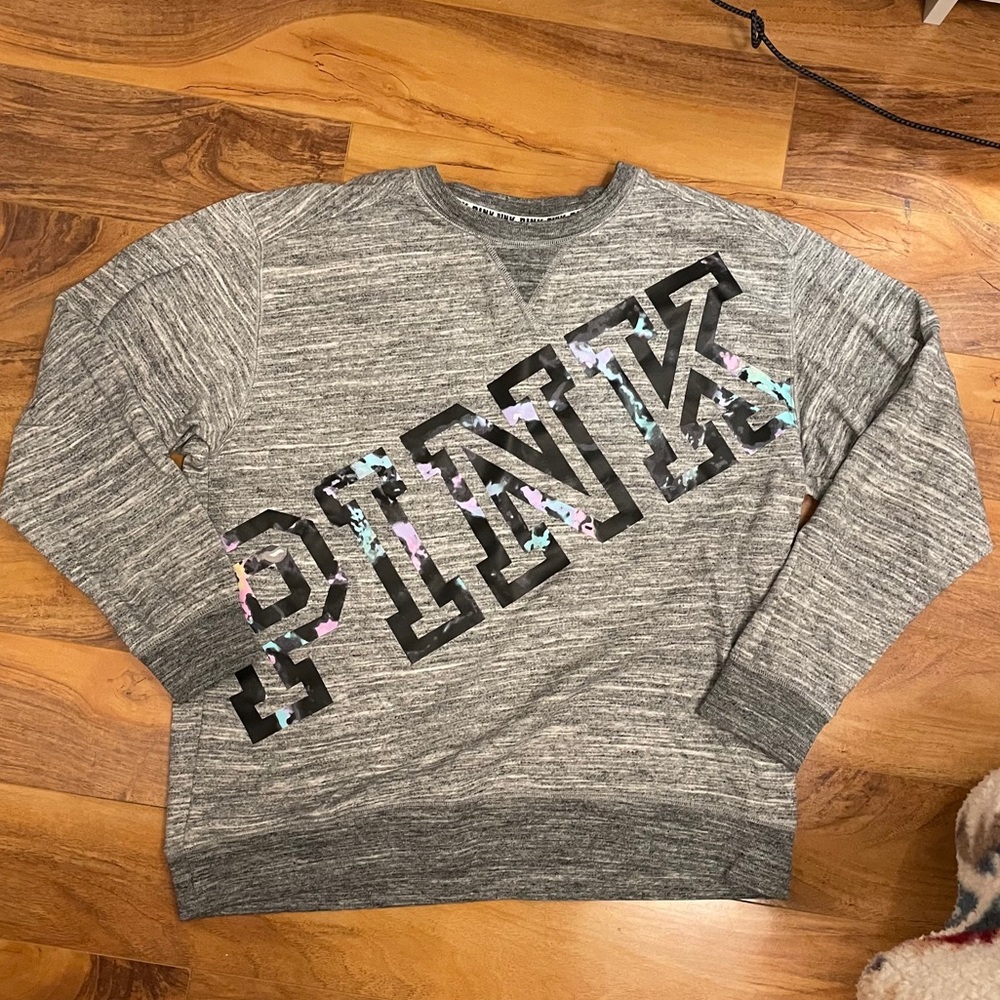 Pink Victoria Secret grey crewneck